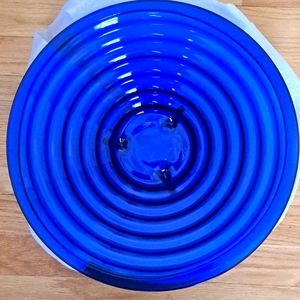 Large 3 Footed Tiered Cobalt Blue Dish Made in Spain